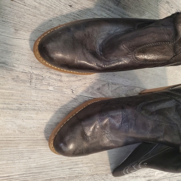 Metallic grey cowboy boots size 6.5 block heel western rodeo party shoes - Picture 5 of 14